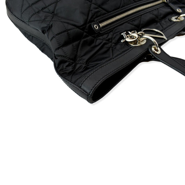 CHRISTIAN DIOR Quilted Satin Tote Bag Black