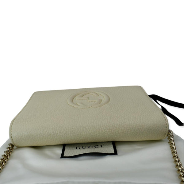 GUCCI Mini Soho Leather Wallet On Chain Crossbody Bag Ivory 598211