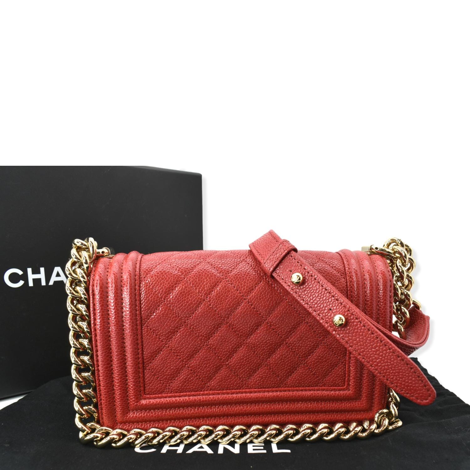 CHANEL Medium Diana CC Single Chain Shoulder Bag Red Caviar skin 13209