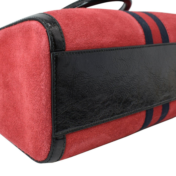 GUCCI Ophidia Medium Suede Top Handle Boston Bag Red 524532