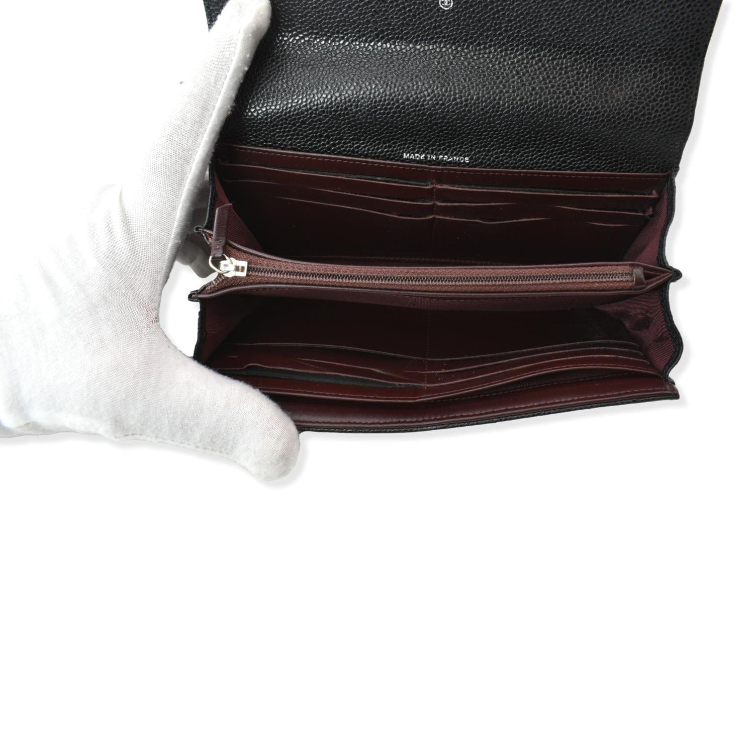 CHANEL Matelasse Medium Wallet Black AP0232 Caviar Leather