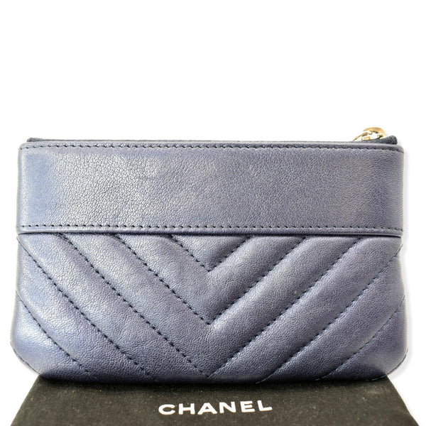 CHANEL Small Vintage Mademoiselle Leather Cosmetic Case Blue