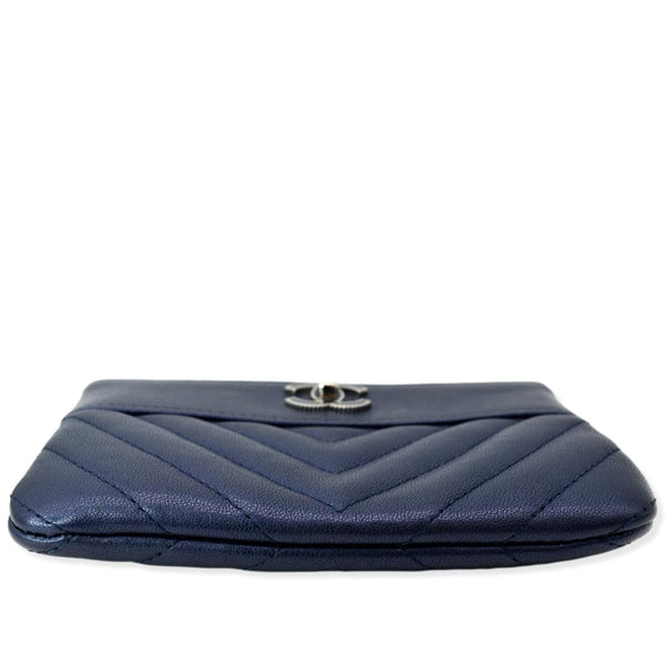 CHANEL Small Vintage Mademoiselle Leather Cosmetic Case Blue