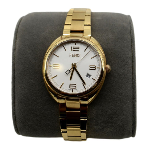 FENDI Momento Swiss Quartz Stainless Steel Date Watch White Dial 34mm