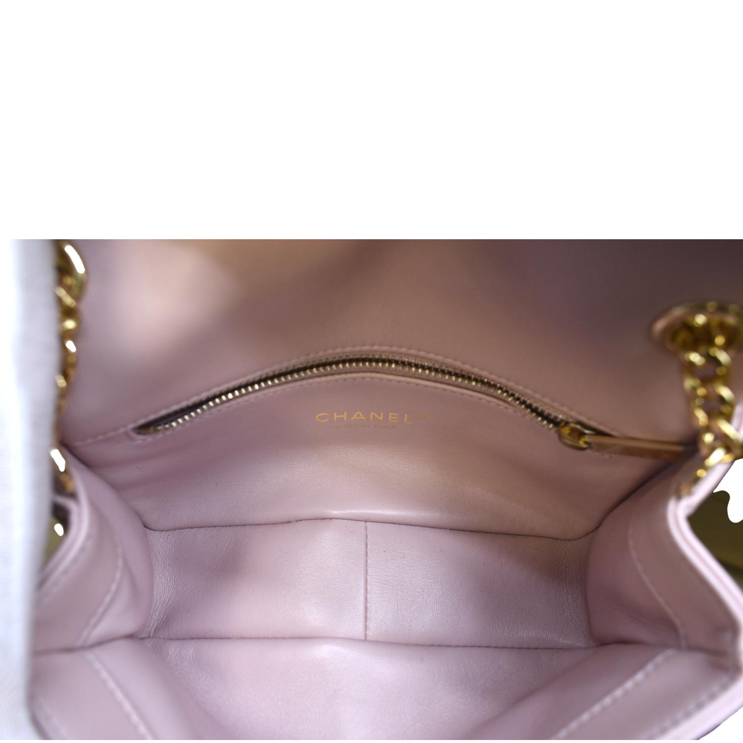 CHANEL Mini Flap Quilted Leather Shoulder Bag Light Pink