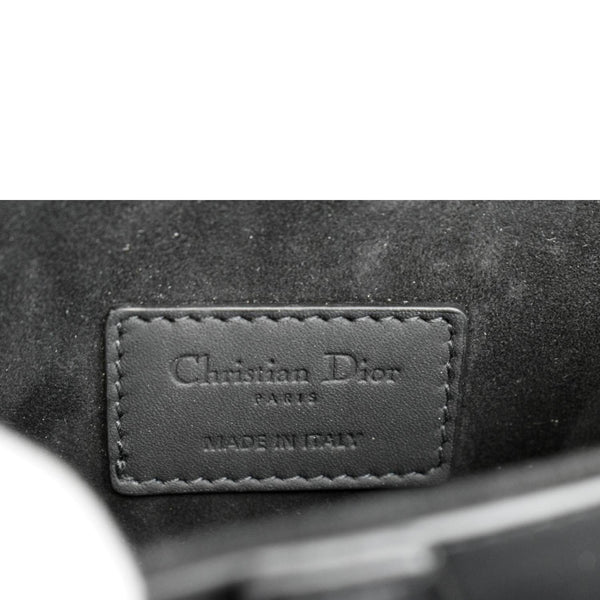 CHRISTIAN DIOR Saddle Calfskin Leather Satchel Bag Black