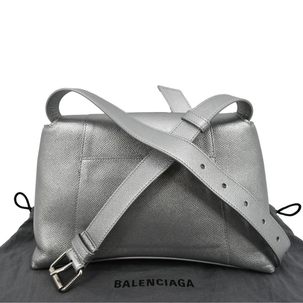 BALENCIAGA Treize Leather Shoulder Bag Metallic Silver