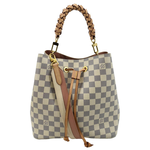 LOUIS VUITTON Neonoe Braided Handle Damier Azur Crossbody Bag White