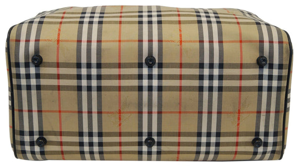 Burberry Nova Check Canvas Leather Black Beige Travel Bag