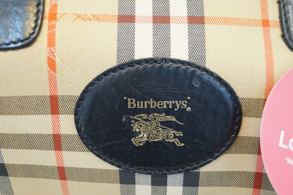 Burberry Nova Check Canvas Leather Black Beige Travel Bag