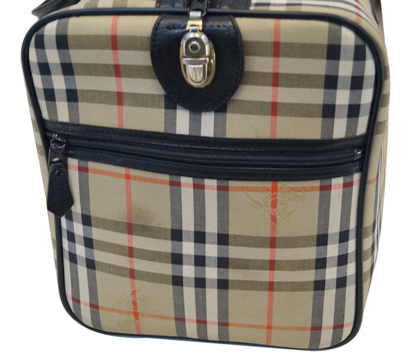 Burberry Nova Check Canvas Leather Black Beige Travel Bag