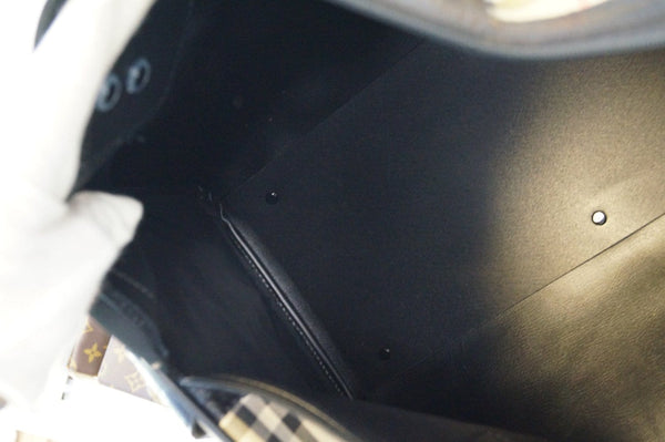 Burberry Nova Check Canvas Leather Black Beige Travel Bag