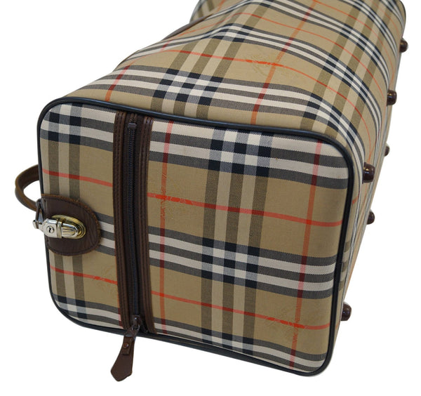Burberry Travel Bag Canvas Leather Nova Check - brown strip