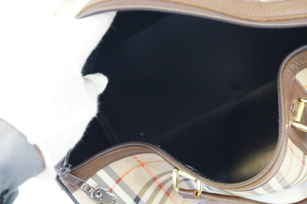 Burberry Travel Bag Canvas Leather Nova Check - inside look