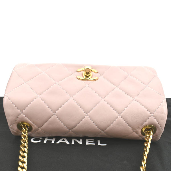 CHANEL Mini Flap Quilted Leather Shoulder Bag Light Pink