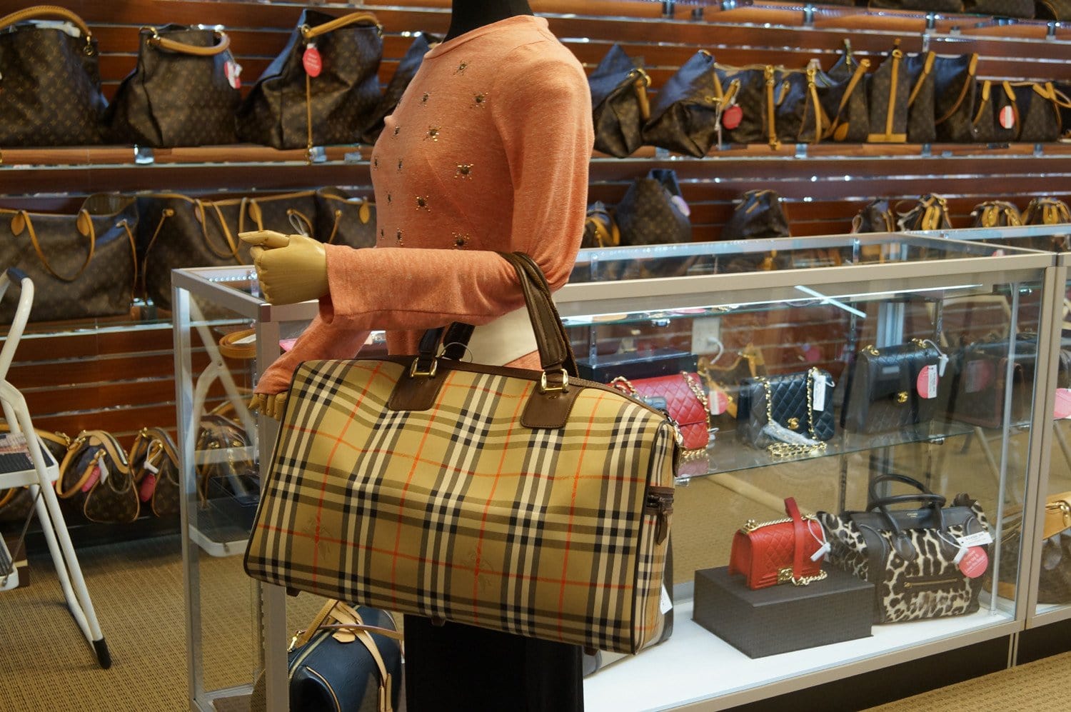BURBERRY-Nova-Plaid-Canvas-Leather-Boston-Bag-Travel-Bag – dct-ep_vintage  luxury Store