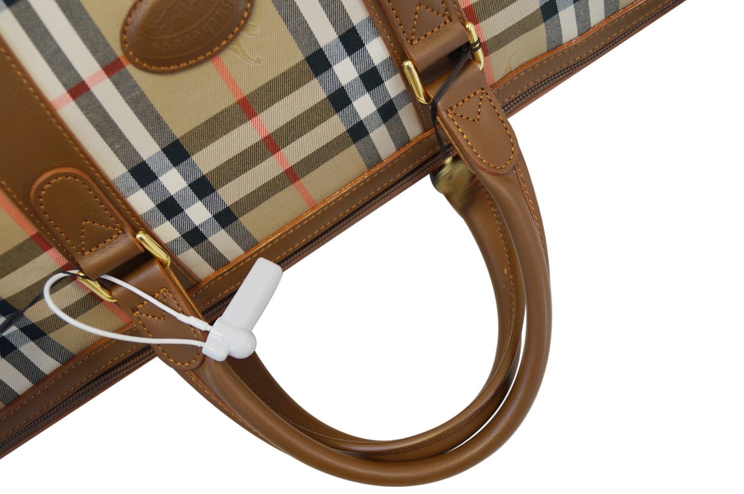 BURBERRY Burberry Nova check plaid shoulder bag PVC leather beige dark  brown tea red