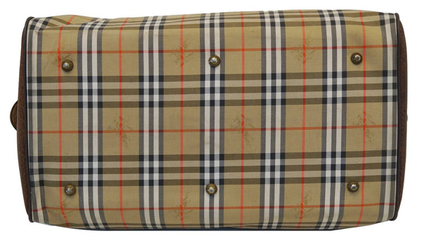 Burberry Travel Bag Nova Check Brown Leather - leather corners