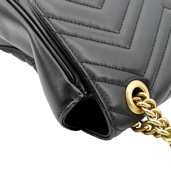 GUCCI GG Marmont Large Matelasse Leather Shoulder Bag Black 498090