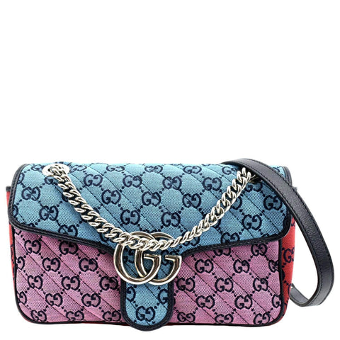GUCCI GG Marmont Canvas Leather Crossbody Bag Multicolor 443497