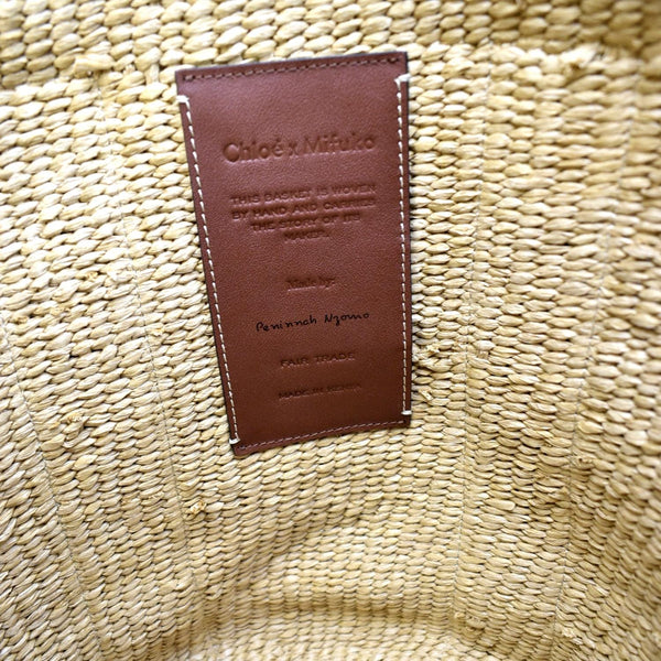 CHLOE Woody Large Raffia Basket Tote Bag Beige