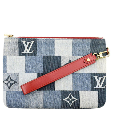 LOUIS VUITTON City Denim Wristlet Pouch Blue