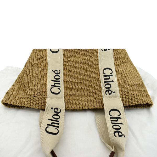 CHLOE Woody Large Raffia Basket Tote Bag Beige