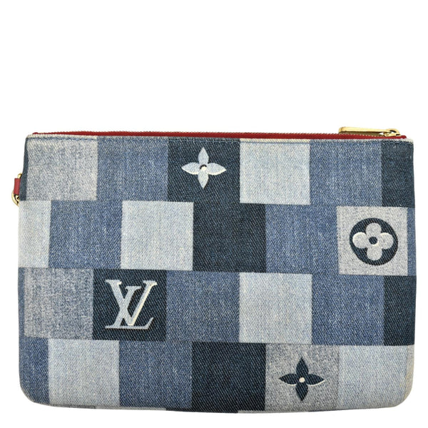 LOUIS VUITTON City Denim Wristlet Pouch Blue