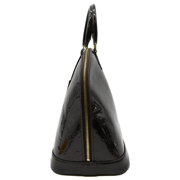 Louis Vuitton Alma GM Monogram Vernis Satchel Bag - Left Side