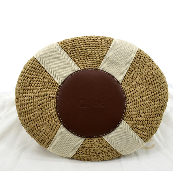 CHLOE Woody Large Raffia Basket Tote Bag Beige