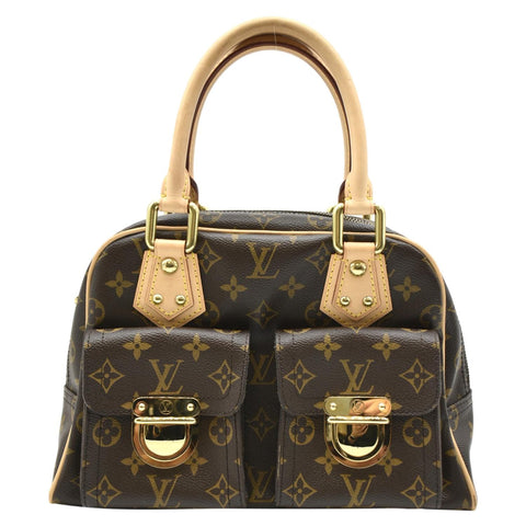 LOUIS VUITTON Manhattan PM Monogram Canvas Satchel Bag Brown