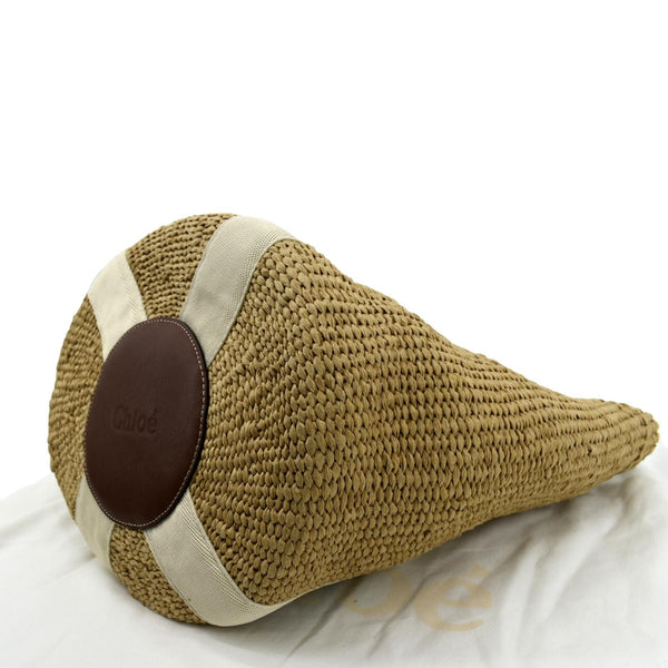 CHLOE Woody Large Raffia Basket Tote Bag Beige
