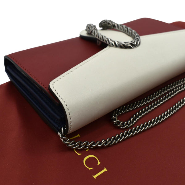 Gucci Dionysus GG Supreme Chain Clutch in Red - Top Left