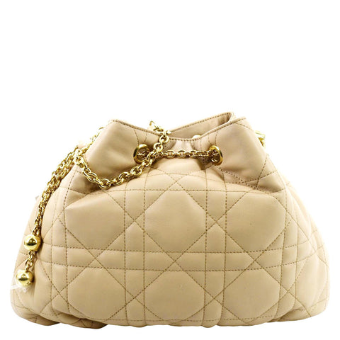 CHRISTIAN DIOR Ammi Macrocannage Lambskin Shoulder Bag Sand Rose