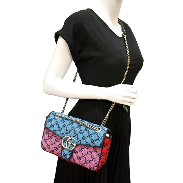 GUCCI GG Marmont Canvas Leather Crossbody Bag Multicolor 443497