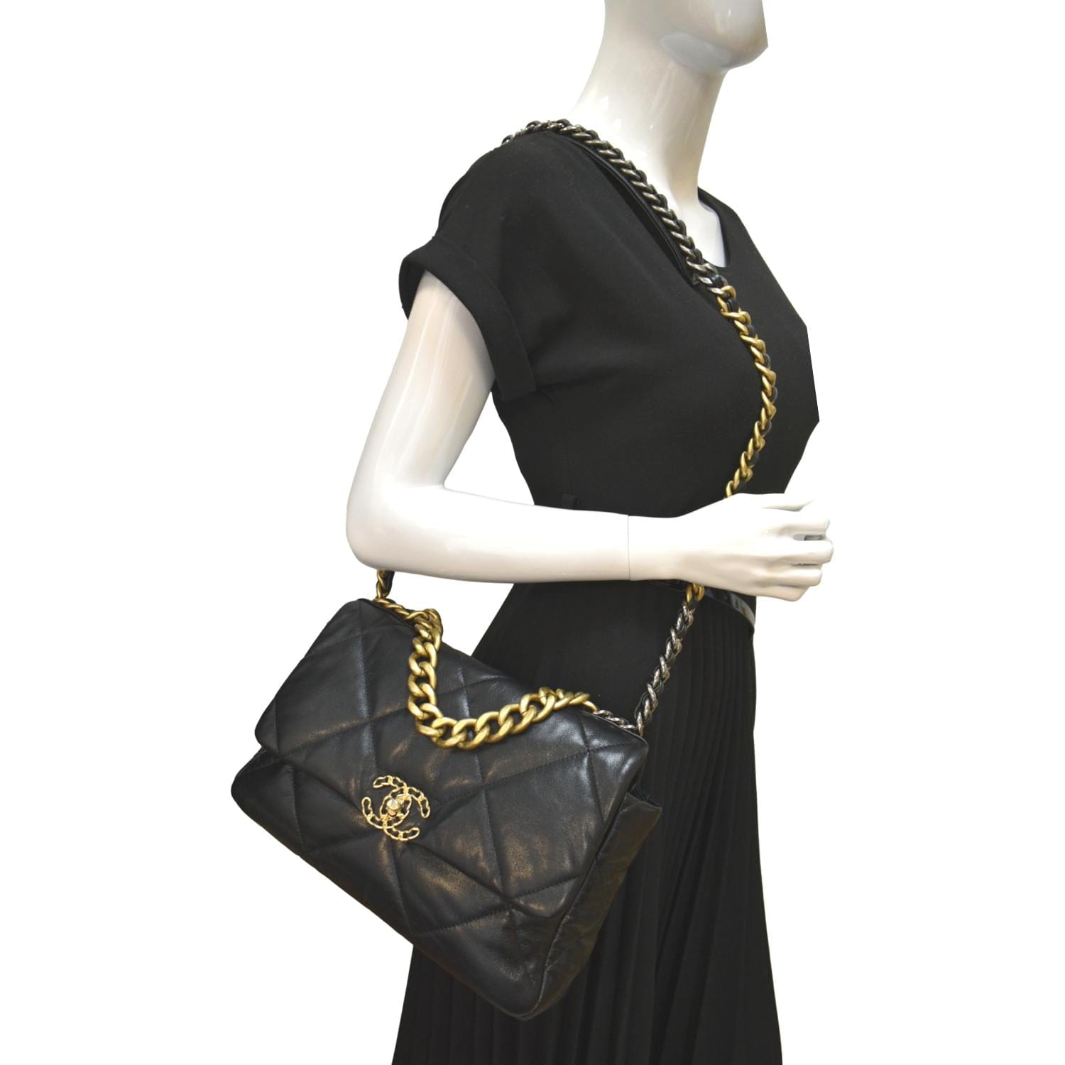 Chanel Black Lambskin Quilted Chanel 19 Shopping Bag, myGemma, QA