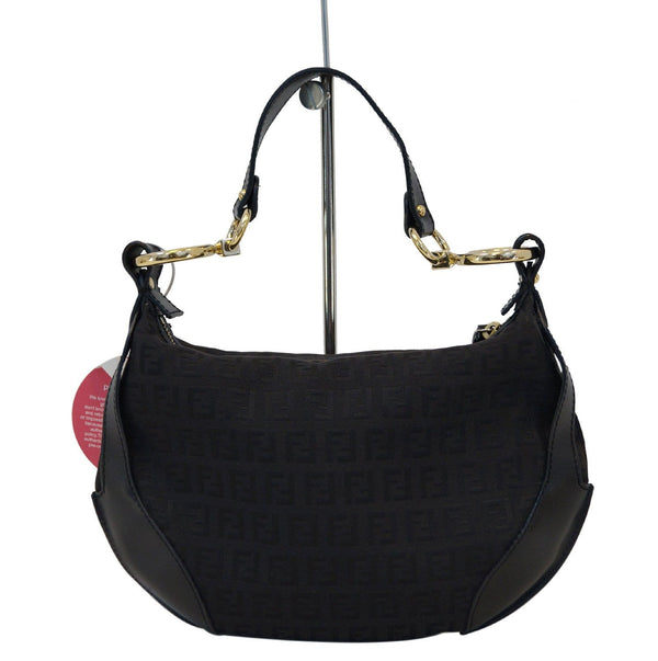 Fendi Zucchino Canvas Black Hobo Shoulder Bag