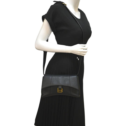 BALENCIAGA Treize Leather Shoulder Bag Black