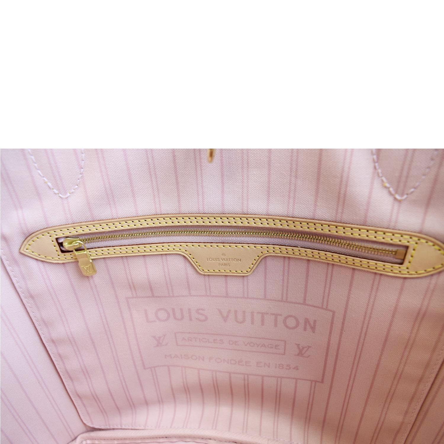 Louis Vuitton, Bags, Pink Inside Louis Vuitton Damie Azur Neverfull Mm