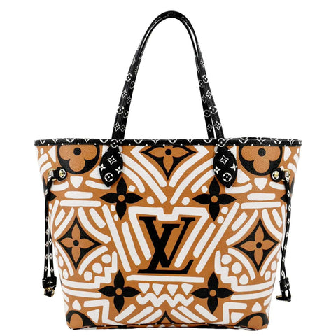 LOUIS VUITTON Neverfull Crafty MM Monogram Gaint Canvas Tote Bag Caramel