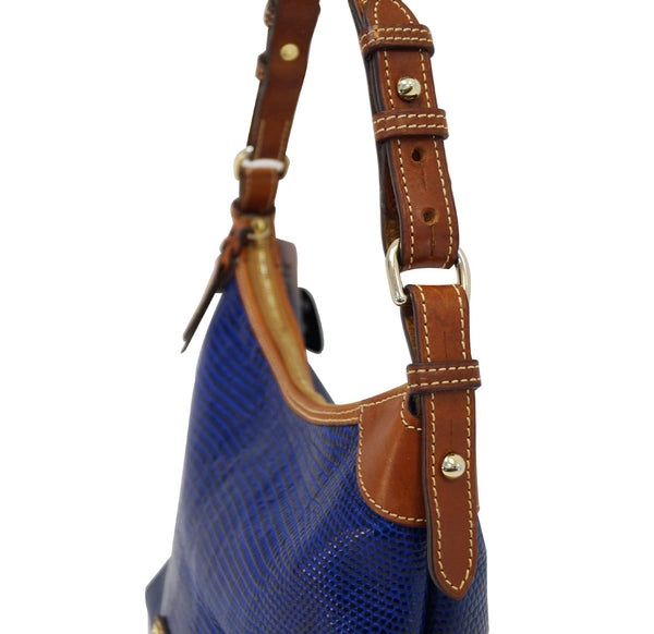 Dooney and Bourke Handbags - Leather Blue Shoulder Hobo Bag - strip
