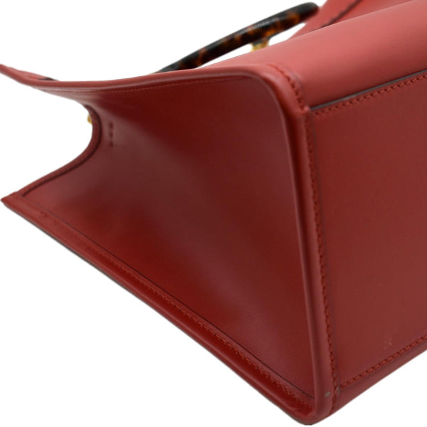 FENDI Sunshine Plexiglass Leather Shoulder Tote Bag Red
