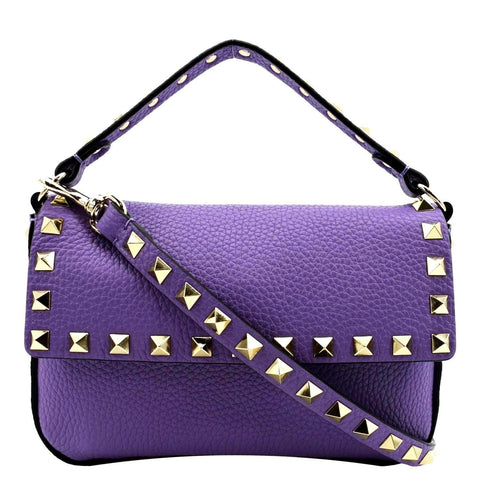 VALENTINO Garavani Rockstud Flap Leather Crossbody Bag Wisteria