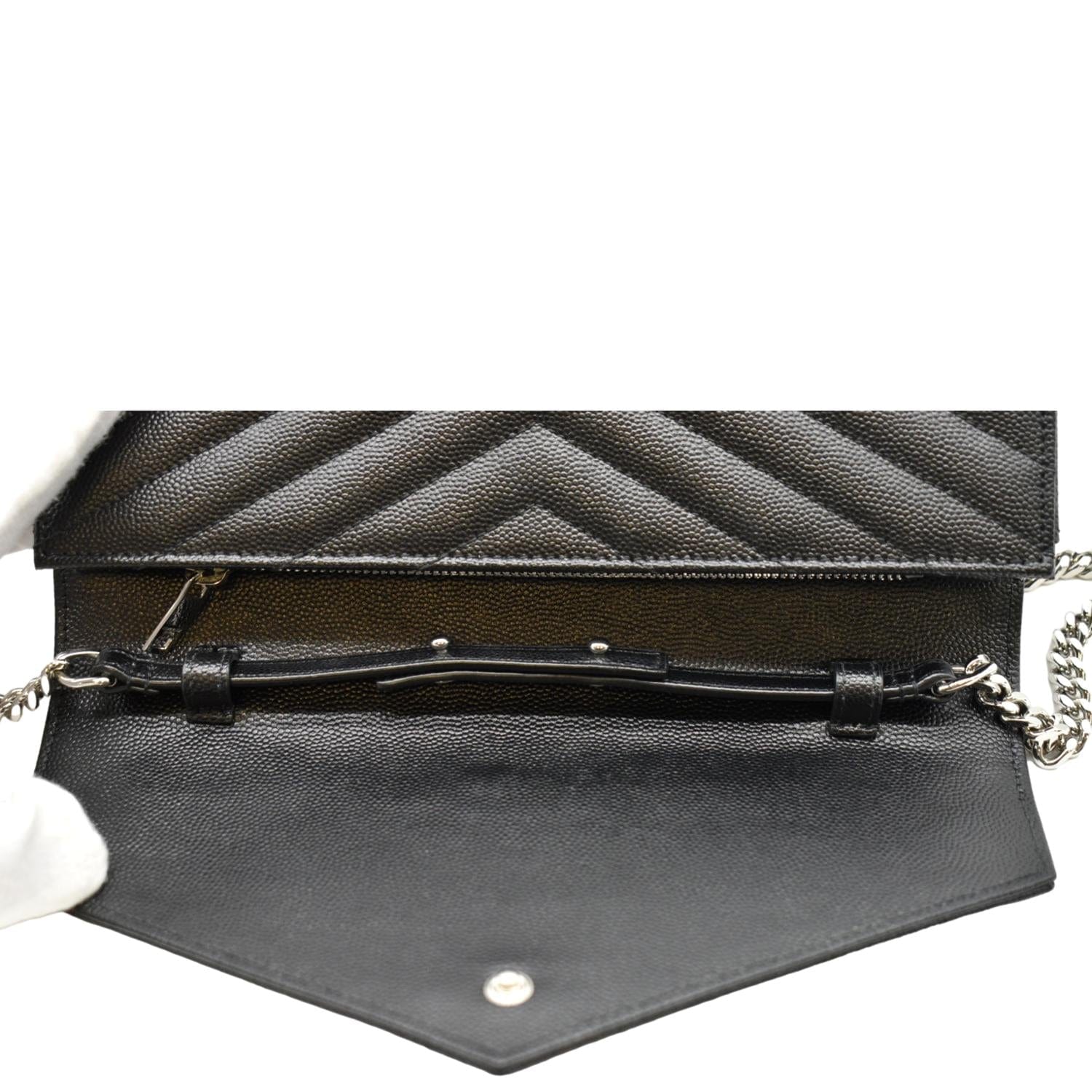 YVES SAINT LAURENT Wallet on Chain Leather Shoulder Bag Black