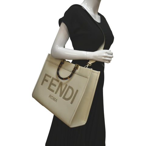 Fendi Sunshine Plexiglass Leather Shoulder Tote Bag - Full View