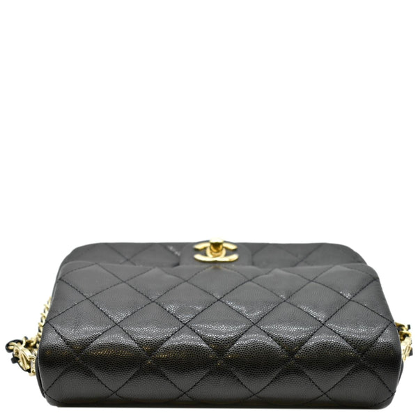 Chanel Mini Flap Grained Calfskin Leather Shoulder Bag - Top