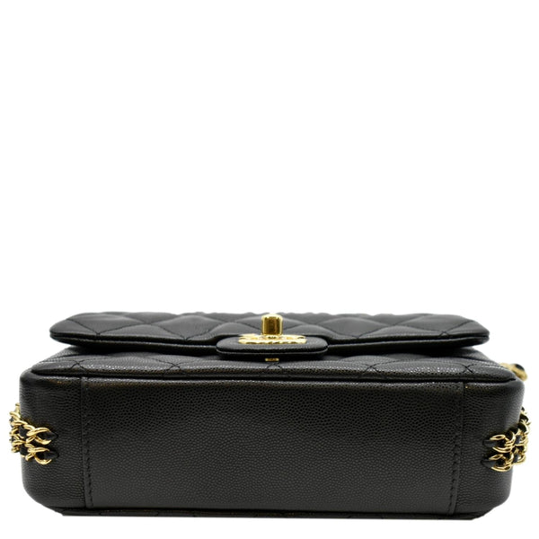 Chanel Mini Flap Grained Calfskin Leather Shoulder Bag - Bottom