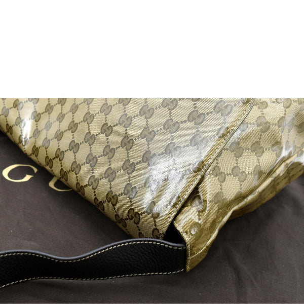GUCCI Crystal GG Monogram Flap Coated Canvas Messenger Bag Beige 272350