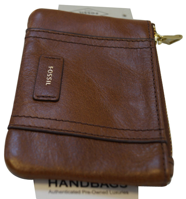 FOSSIL Leather Brown Coin Purse Zippy Wallet