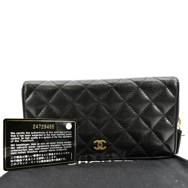 Chanel Zip Around Quilted Caviar Leather Wallet Black - Product 